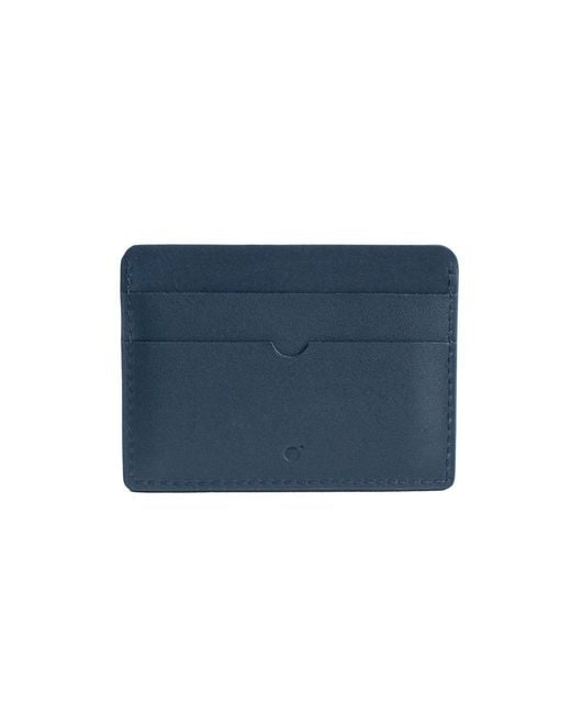 godi. Blue Handmade Leather Card Case for men