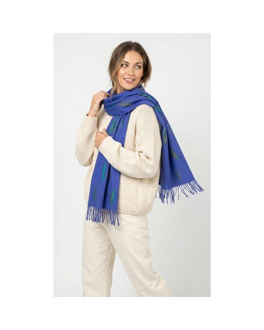 Saachi Blue Dasha Feathered Scarf