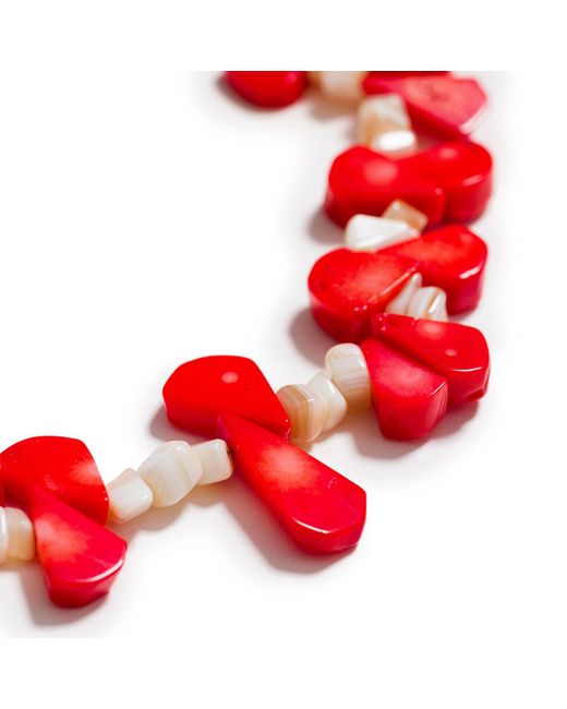Kybele Studio Red Puglia Glow Choker With Coral & Mother Of Pearl