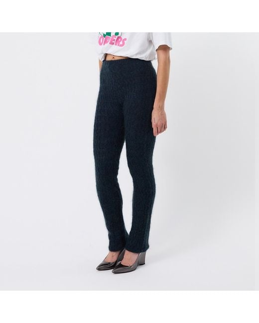 Ccy Currency Blue Mohair Zigzag Knitted Pants