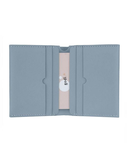 godi. Blue Handmade Bifold Leather Wallet