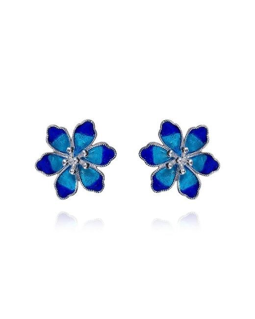 Far East Jewelry Blue Handcrafted & Enamel Spring Fairy Earrings