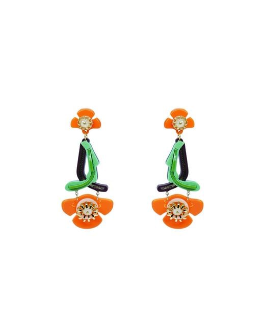Gissa Bicalho Multicolor Acrylic Handmade Earring L Wild Flower Living Coral