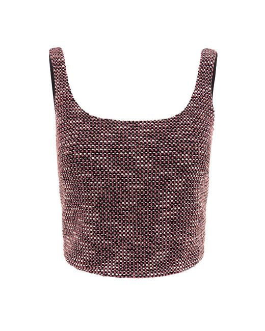 AVENUE No.29 Purple Tweed Cropped Blouse With Metallic Zipper