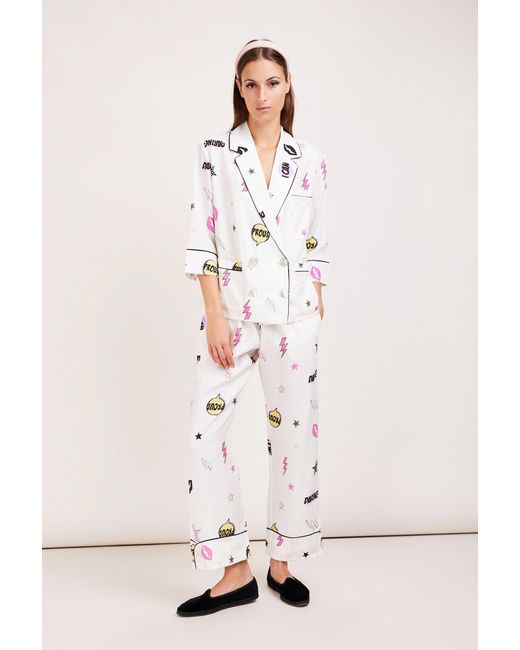 Favette White Fragike Like A Bomb Pajama Set