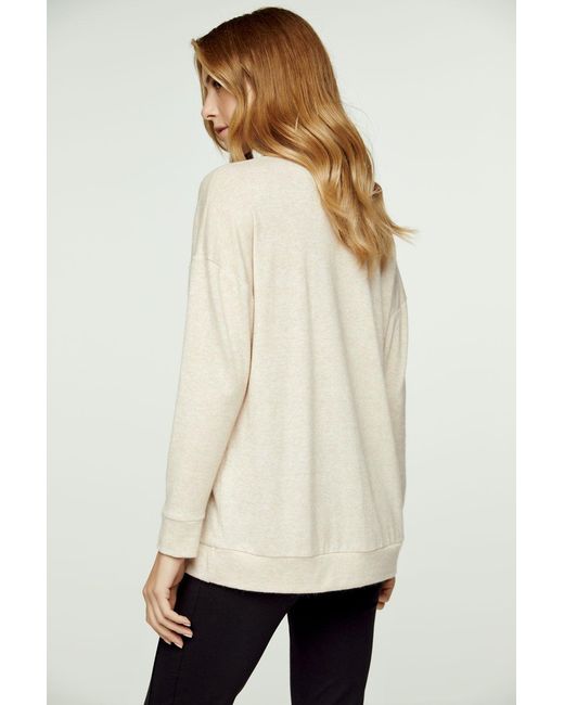 Conquista Natural Neutrals Melange Long Sleeve Knit Top
