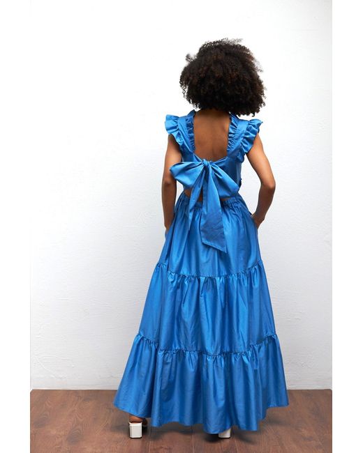 Lavaand The Karis Tie Back Maxi Dress In Cornflower Blue