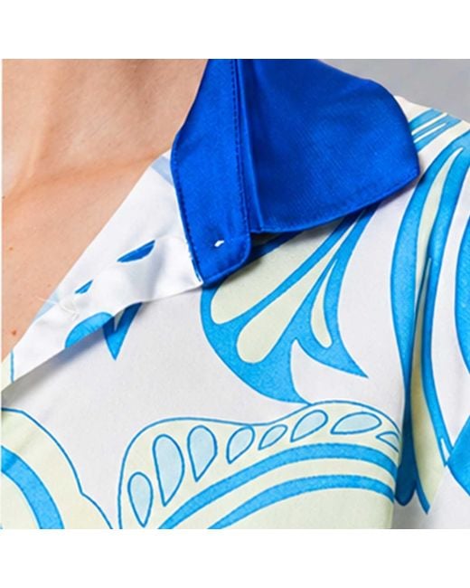 LOVEIST STORE Blue Trya Printed Long Sleeve Shirt