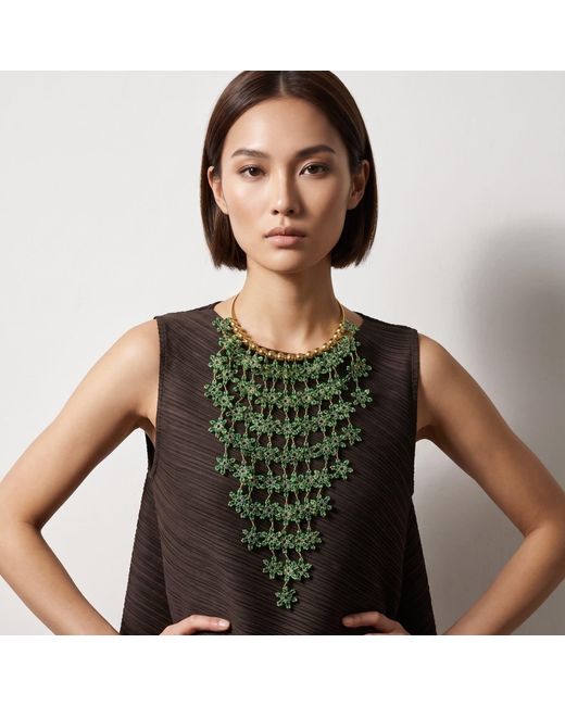 Iliana Arrazola Green Waterfall Blossom Necklaces