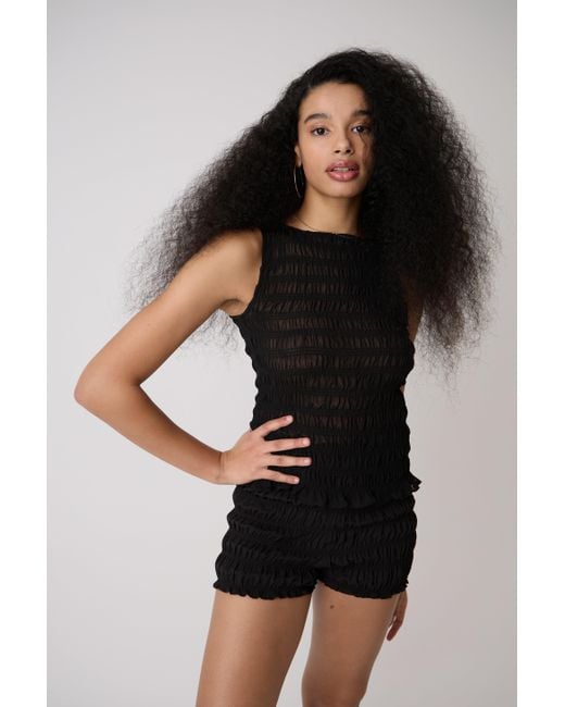 Amy Lynn Black Sonya Shirred Top
