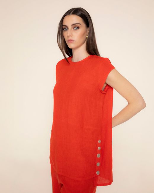 Niza Red Linen Top Cannes
