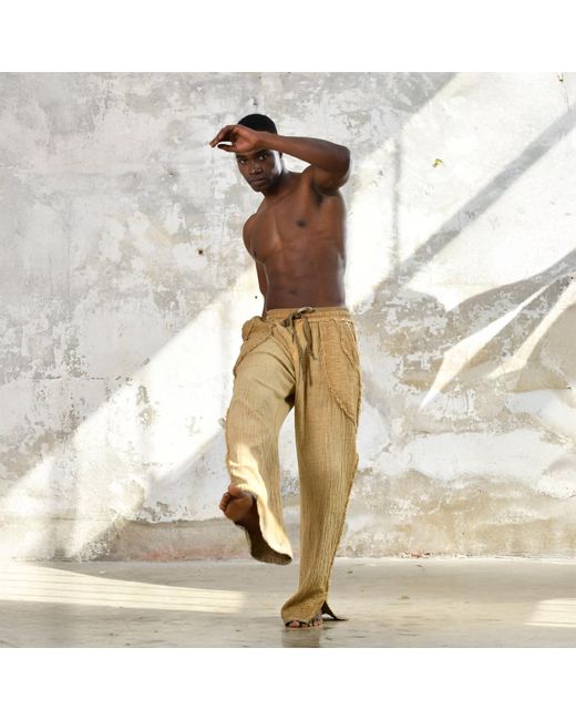 Zhenabia Natural Tribe Pants Boho Cotton Summer Pants for men