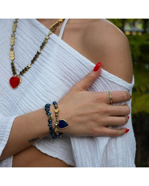 Ebru Jewelry Blue Heart & Luck Murano & Elephant Charm Bracelet Set