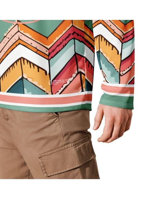 Anchor and Crew Green Vibrant Motif Pattern Recycled Fabric Hockey Jersey
