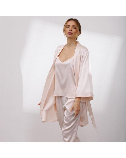 Vimissia Pink Bubble Silk Short Robe