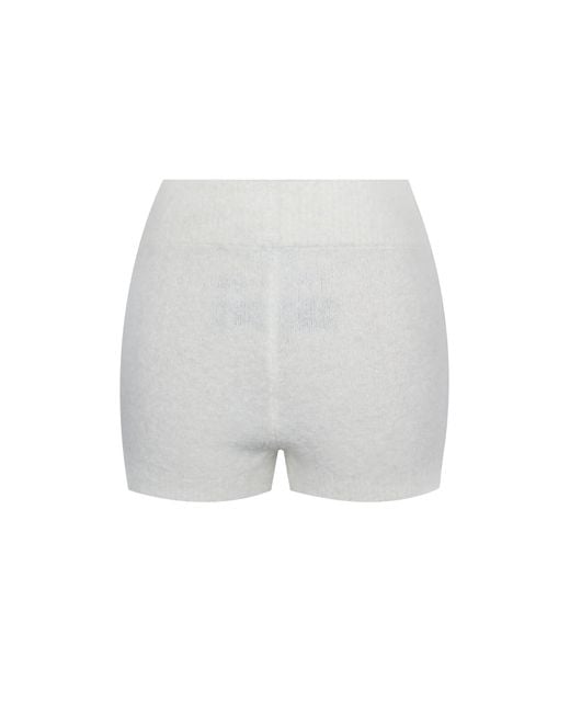 Miss Circle New York White Sera Wool-Blend Ribbed Knit Mini Shorts