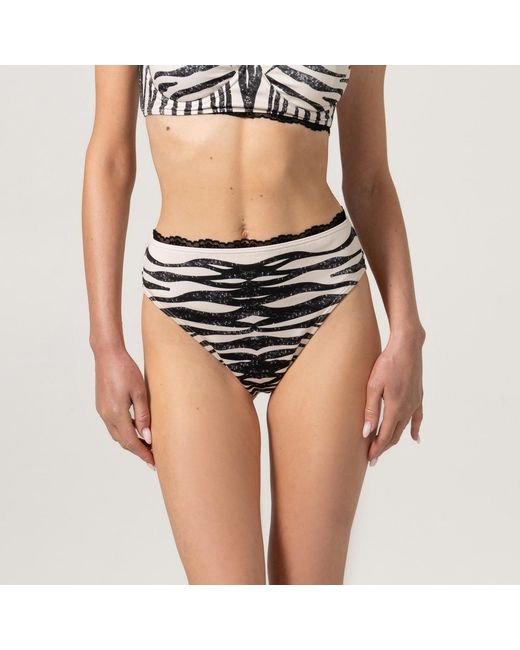 Jessie Zhao New York Black Zebra Stripe Bikini Bottom