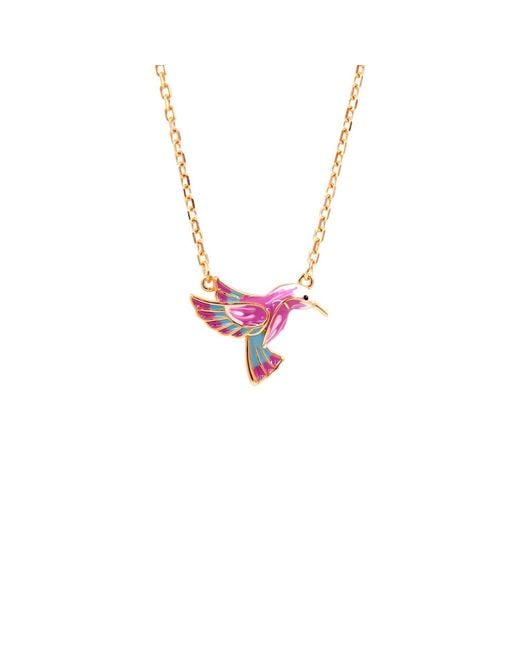 1610Istanbul Metallic Bluebird Happiness Enamel Necklace