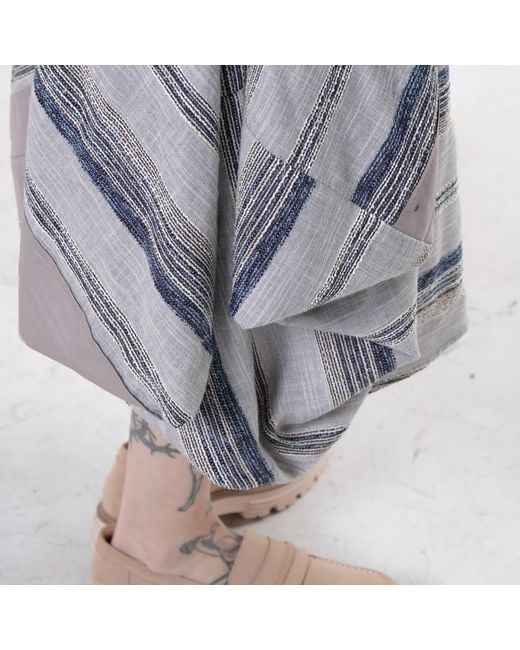 Metamorph Gray Asymmetric Midi Striped Skirt