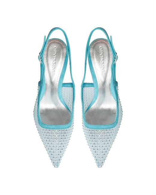Ginissima Blue Iana Suede-Mesh Shoes With Sparkly Details, Aqua