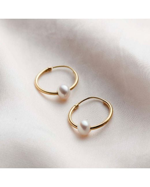 Posh Totty Designs Metallic Yellow Gold Plated Pearl Hoop Earrings