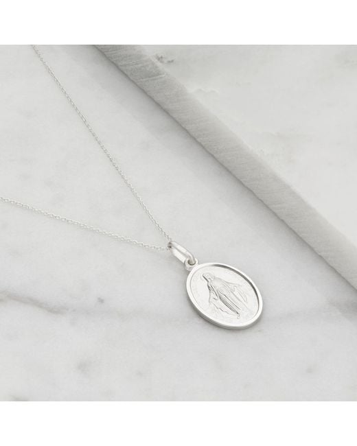 Lily & Roo Metallic Solid Sterling Oval Virgin Mary Necklace