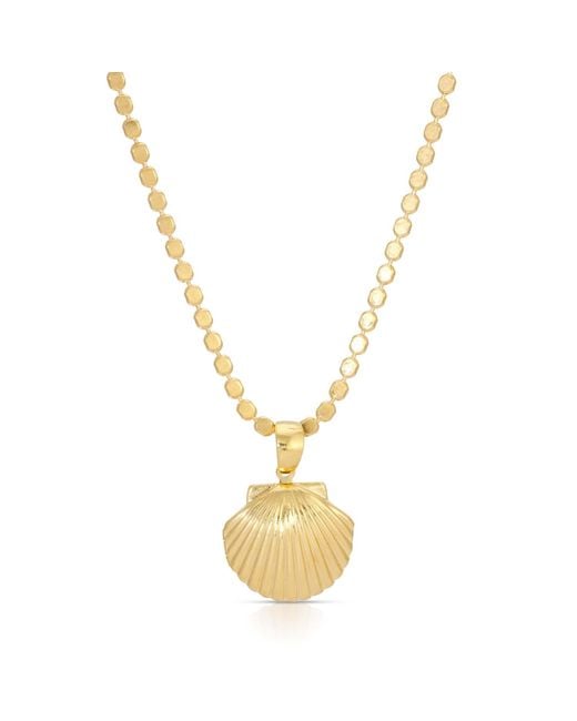 Glamrocks Jewelry Metallic Venus Shell Locket On Coin Chain