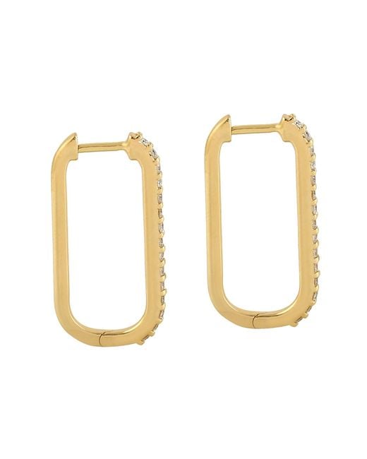 Artisan Metallic Diamond Oval Hoop Earrings