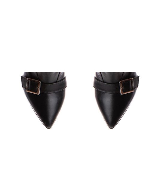 The 5Th Element Black Sleek Stretch Leather Ankle Boots