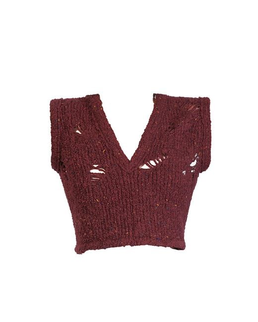 Maison Bogomil Red V-Neck Cropped Top