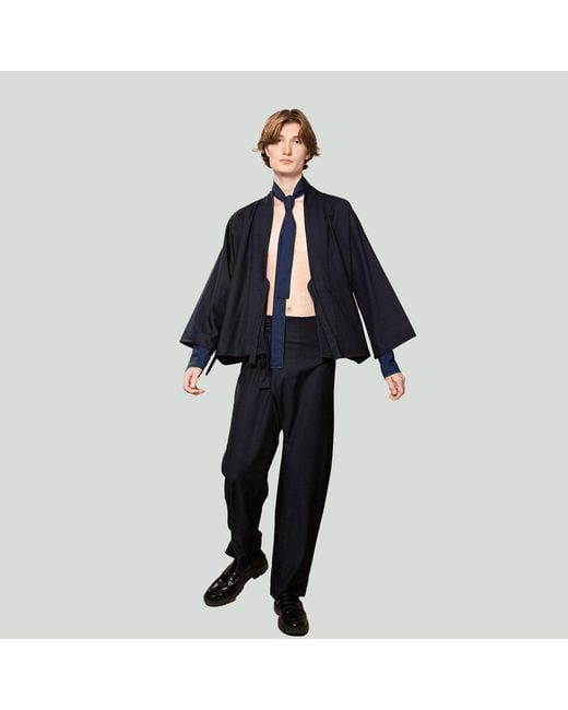 MOE Blue Deep Check Wool Jacket Reversible