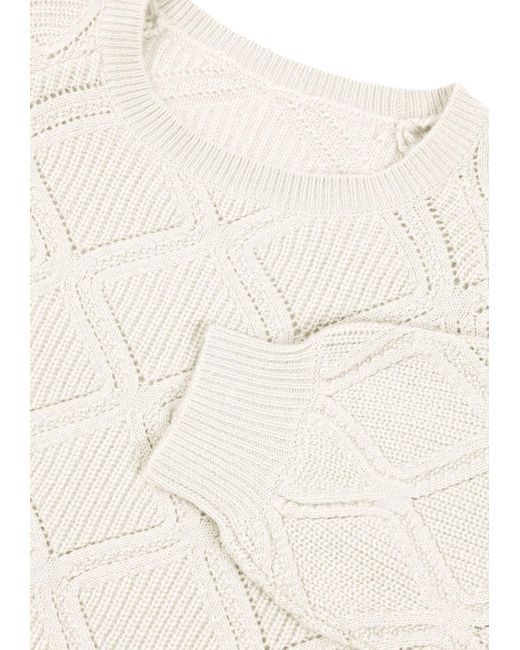 Loop Cashmere White Diamond Stitch Sweater