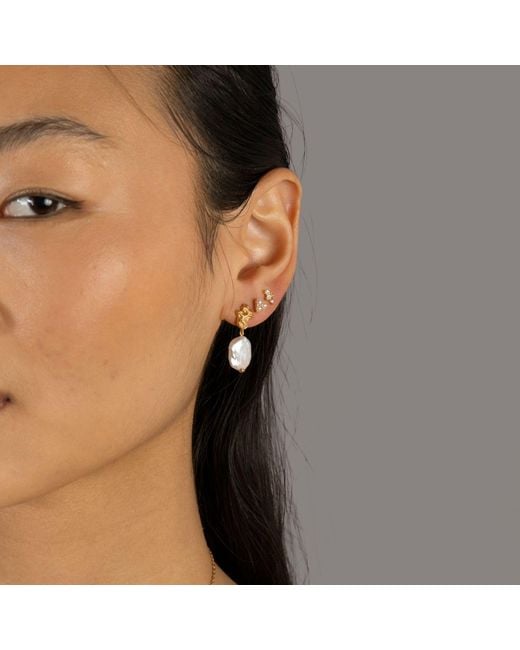 Claire Hill Designs Metallic Pearl Vermeil Lichen Drop Earrings