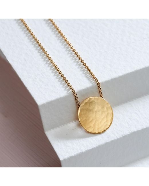 Posh Totty Designs Metallic Yellow Gold Plated Medium Hammered Disc Necklace
