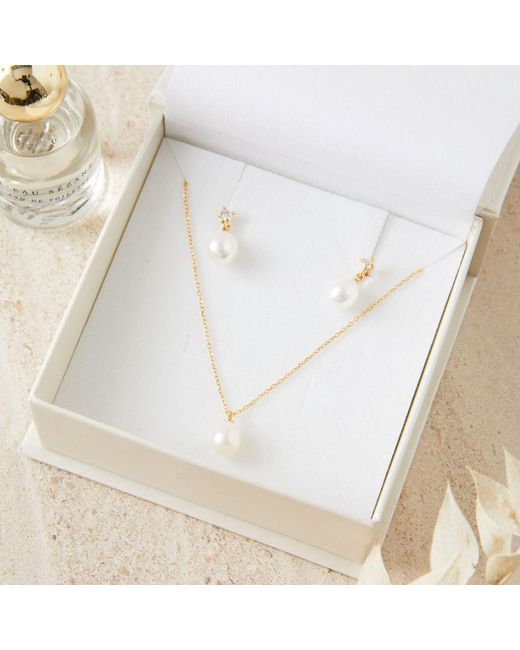 Esterah Metallic Freshwater Pearl Drop Earrings