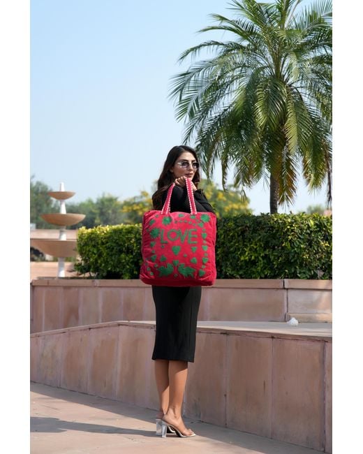 Conscious Yoga Collective Red Love Suzani Tote
