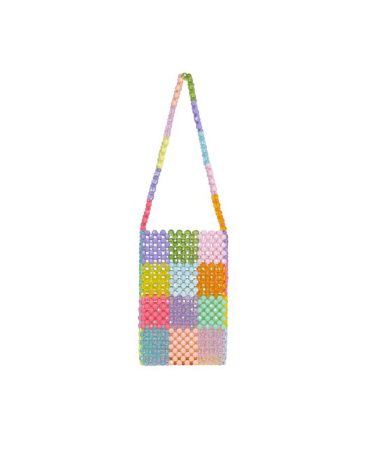 Tillie Beads White Shoulder Strap Mini Bead Bag