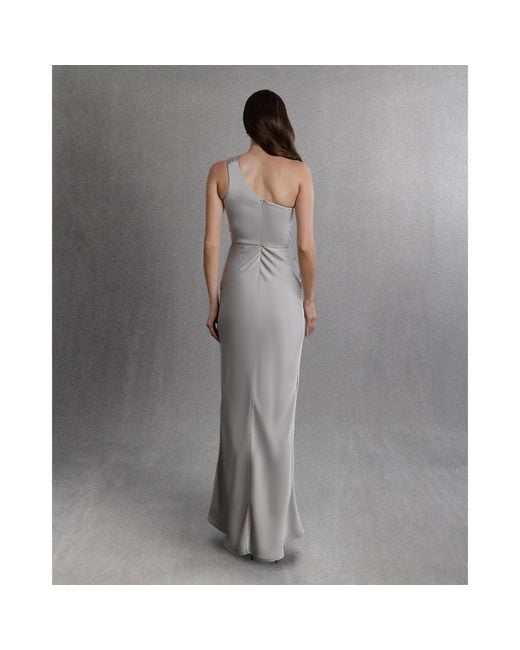 Aisl Gray One-Shoulder Slate Maxi Dress