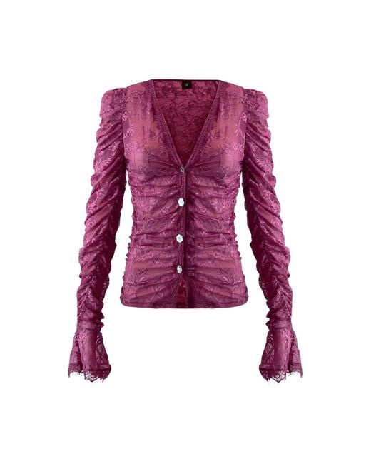 OW Collection Purple Audrey Lace Cardigan