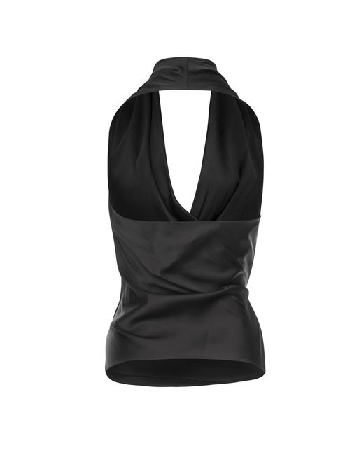 Serotoninn Black Draped Halterneck Top