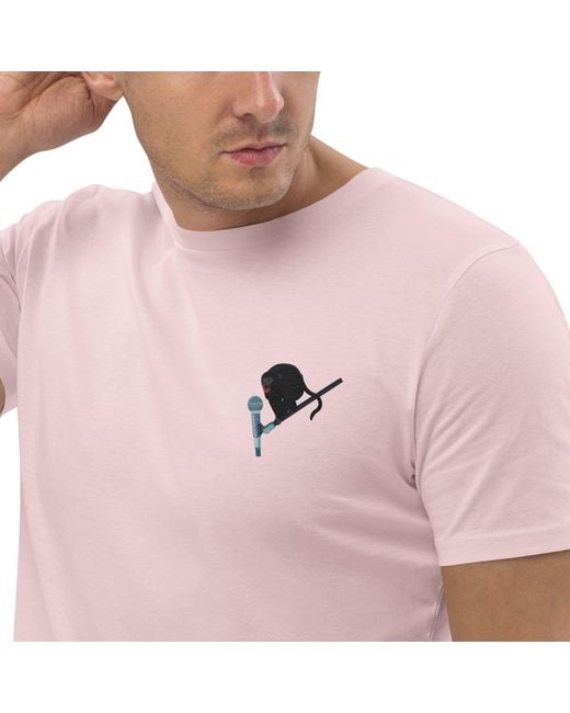 Anchor and Crew Pink Cotton Artist Monkey Organic Cotton Embroidered T-Shirt for men