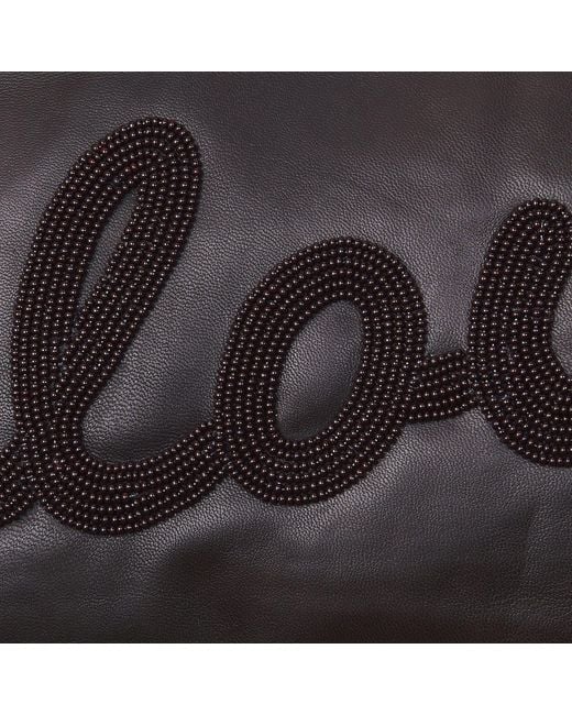 Sidney Byron Black Leather Bag With Love Beading