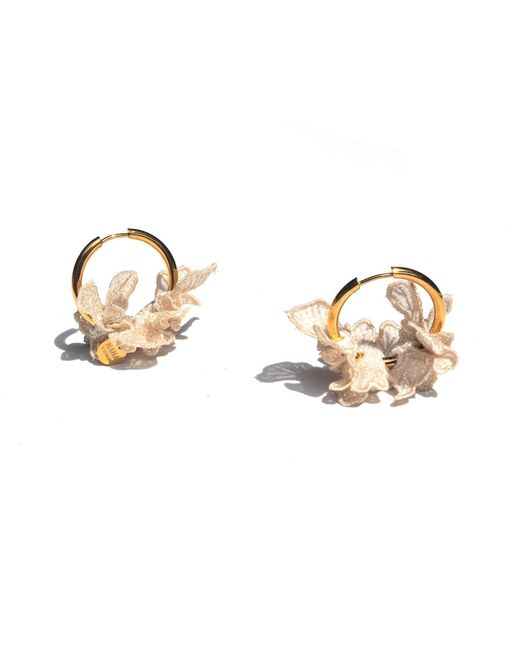 Nana Watanabe Metallic Swell Wave-Inspired Embroidered Earrings