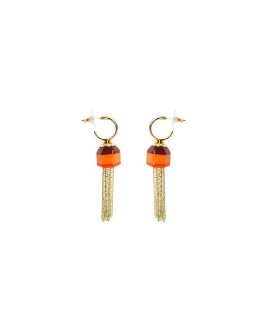 Gissa Bicalho Orange Acrylic Handmade Earring Fringe Butterfly