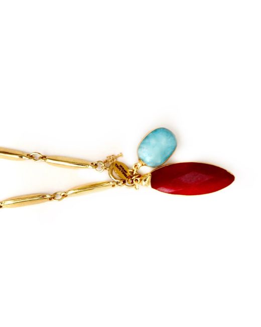 Persia Dona Jewelry Metallic Marquis Ruby X Pendant Necklace