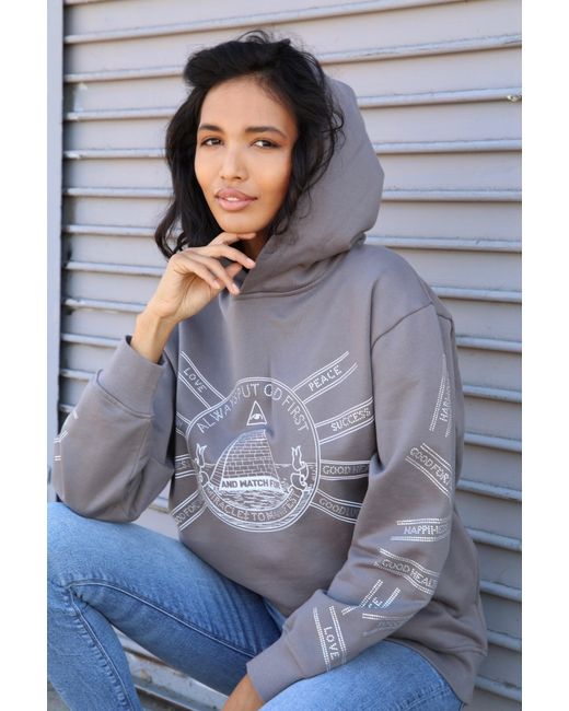 Miracles Manifester Purple God First Affirmation Hoodie With Rhinestone Design