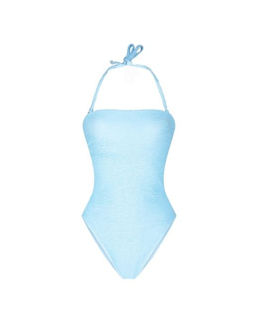 Maison Tangerine Blue Marbella Aqua Crinkle Swimsuit