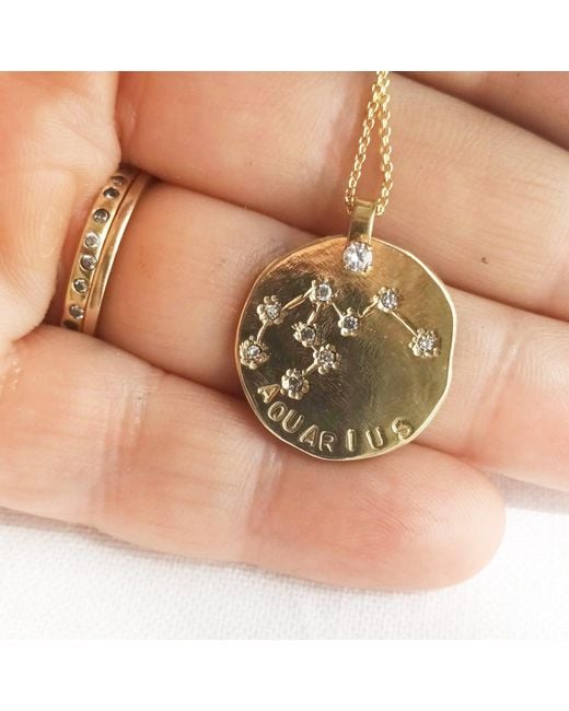 Lily Flo Jewellery Metallic Aquarius Diamond Medallion