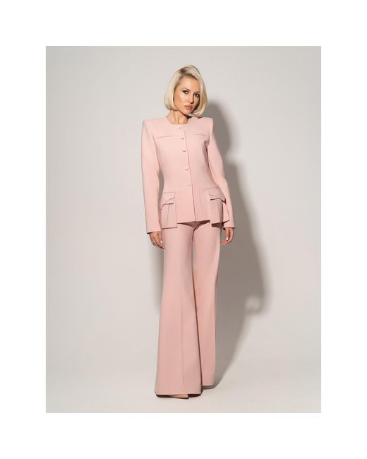 Tia Dorraine Pink Flared Trousers With Adjustable Waist