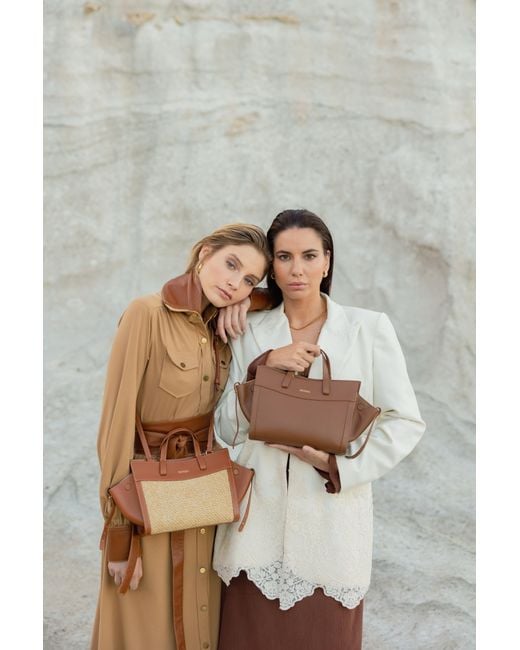 Saonara Brand Brown Mini Shopping Bag Chestnut Leather